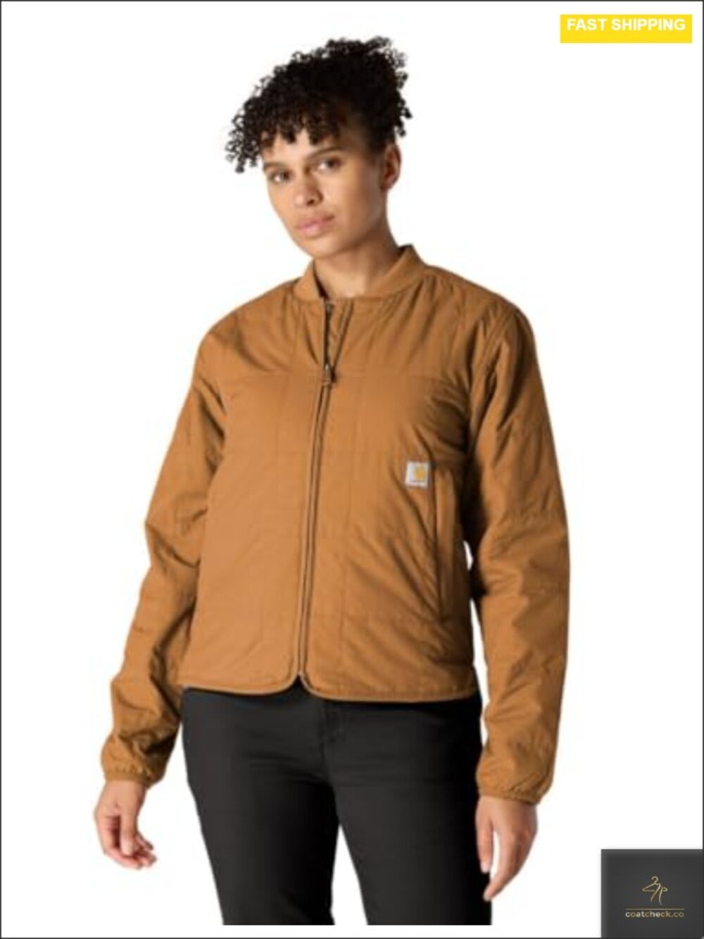 Women's Quilted Insulated Work Jacket with Sherpa Lining, Water Repellent